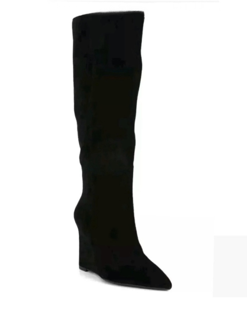 NWT Gianni bini Women's Black Pointed-Toe Suede Over the knee wedge Boots